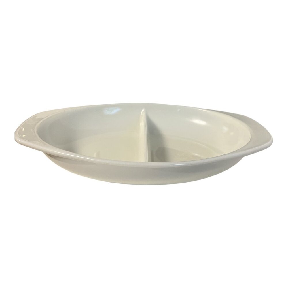 Vintage Pyrex 1063 White Divided Casserole Dish 1.5 Qt USA